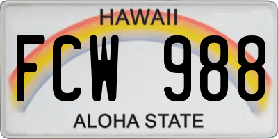 HI license plate FCW988