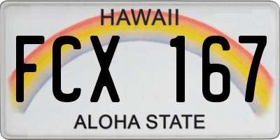 HI license plate FCX167