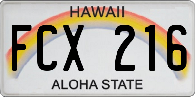 HI license plate FCX216