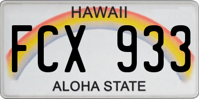HI license plate FCX933