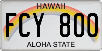 HI license plate FCY800