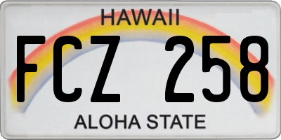 HI license plate FCZ258