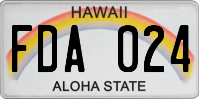 HI license plate FDA024