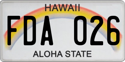 HI license plate FDA026