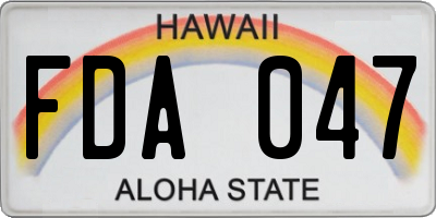 HI license plate FDA047