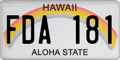 HI license plate FDA181
