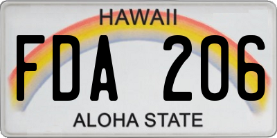 HI license plate FDA206