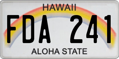 HI license plate FDA241
