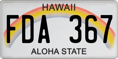 HI license plate FDA367