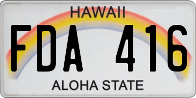 HI license plate FDA416