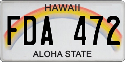 HI license plate FDA472