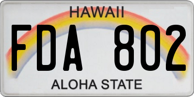 HI license plate FDA802
