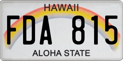HI license plate FDA815