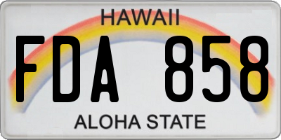 HI license plate FDA858