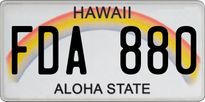 HI license plate FDA880