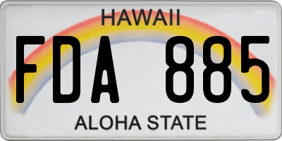 HI license plate FDA885