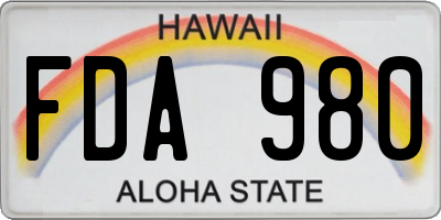 HI license plate FDA980