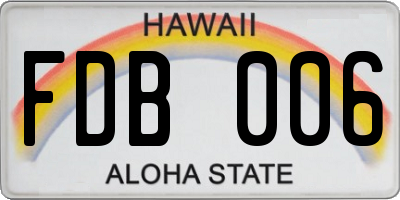 HI license plate FDB006