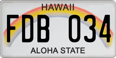 HI license plate FDB034