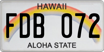 HI license plate FDB072