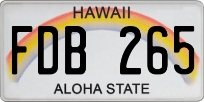 HI license plate FDB265