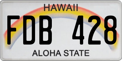 HI license plate FDB428