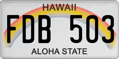 HI license plate FDB503