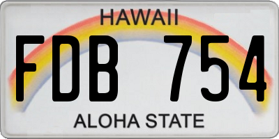 HI license plate FDB754