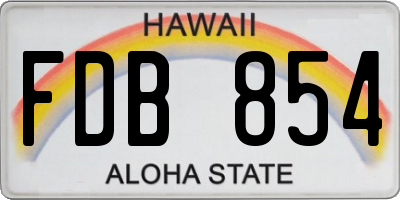 HI license plate FDB854