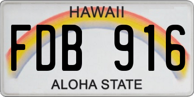 HI license plate FDB916
