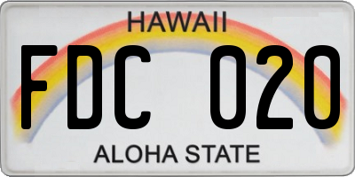 HI license plate FDC020