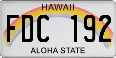 HI license plate FDC192
