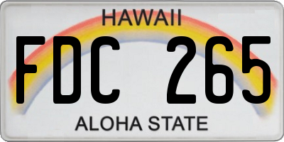 HI license plate FDC265