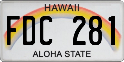 HI license plate FDC281