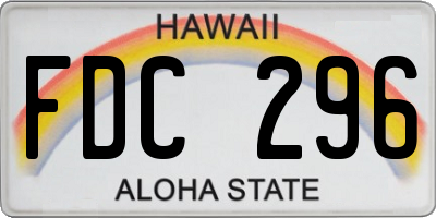 HI license plate FDC296