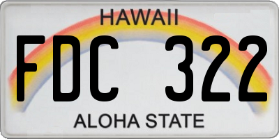 HI license plate FDC322