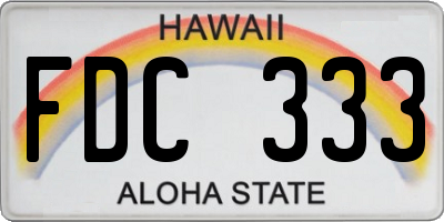 HI license plate FDC333