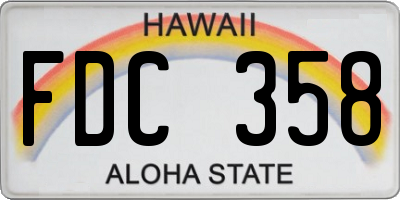HI license plate FDC358