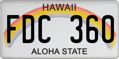 HI license plate FDC360