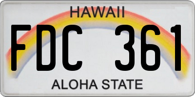 HI license plate FDC361