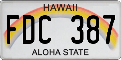 HI license plate FDC387