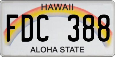 HI license plate FDC388