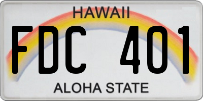 HI license plate FDC401