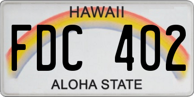 HI license plate FDC402