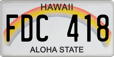 HI license plate FDC418