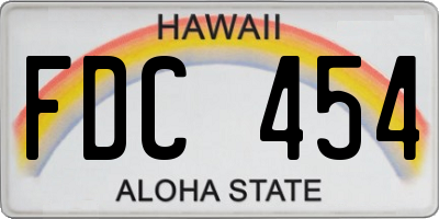 HI license plate FDC454