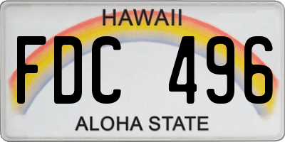 HI license plate FDC496