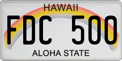 HI license plate FDC500