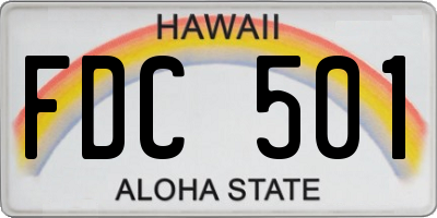 HI license plate FDC501