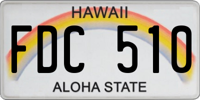 HI license plate FDC510